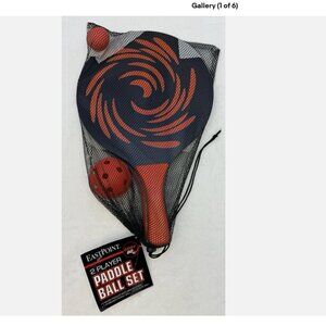 East Point 2 Player Paddle Ball Set with 2 Balls Red And Black in Bag NWT